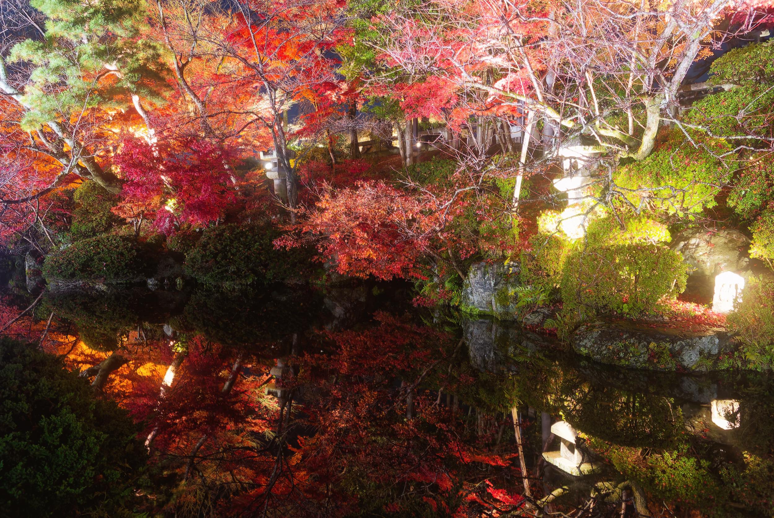 Maple trees surround rock formation